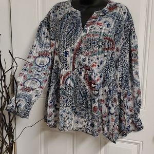 RD & Koko Sheer Blue Peplum Blouse NWT